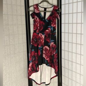 Charlotte Russe High Low Floral Dress with Cold Shoulder Size Medium